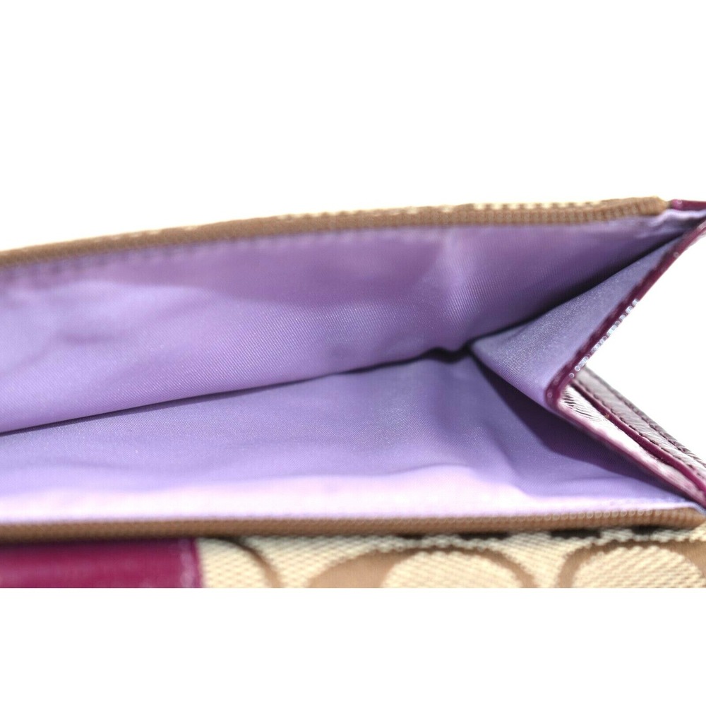 Coach Signature Collection Wallet Brown Purple Woven Jacquard Leather NWT - Picture 5 of 11